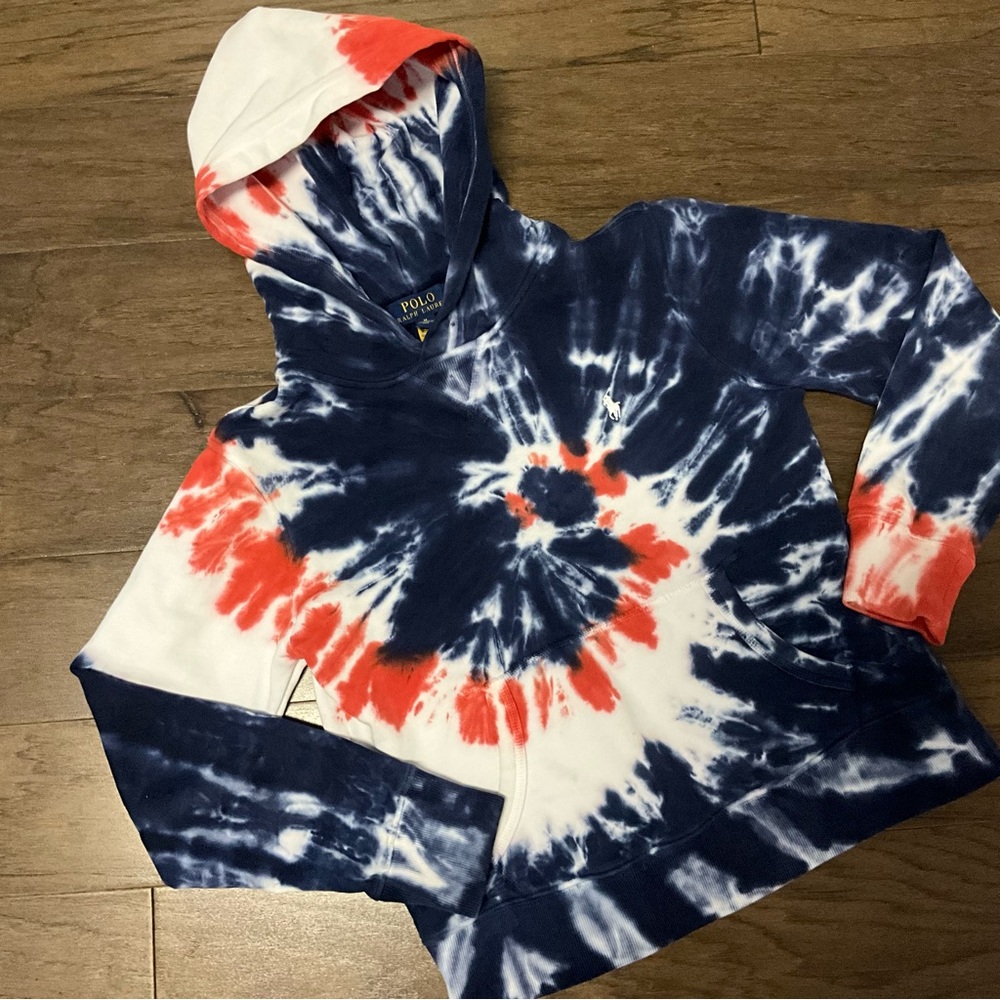Worn Once POLO RL Size 10/12 Unisex Tie-Dye Pullover Hoodie